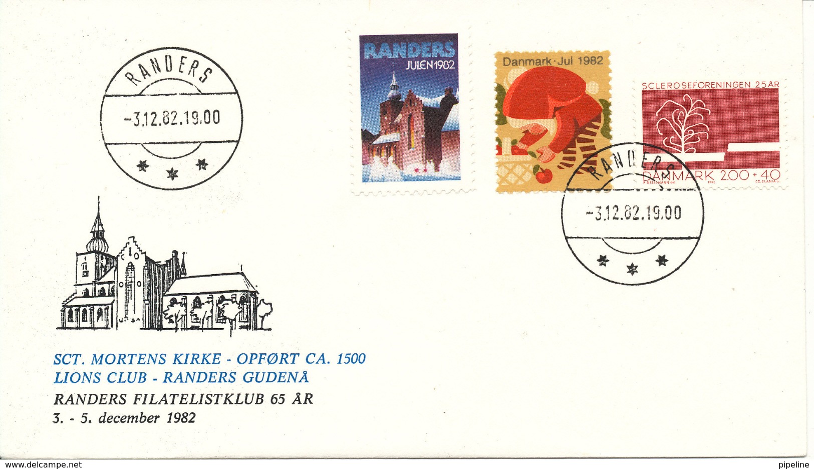 Denmark Cover With Local And Ordinary Christmas Seal Randers 3-12-1982 - Storia Postale