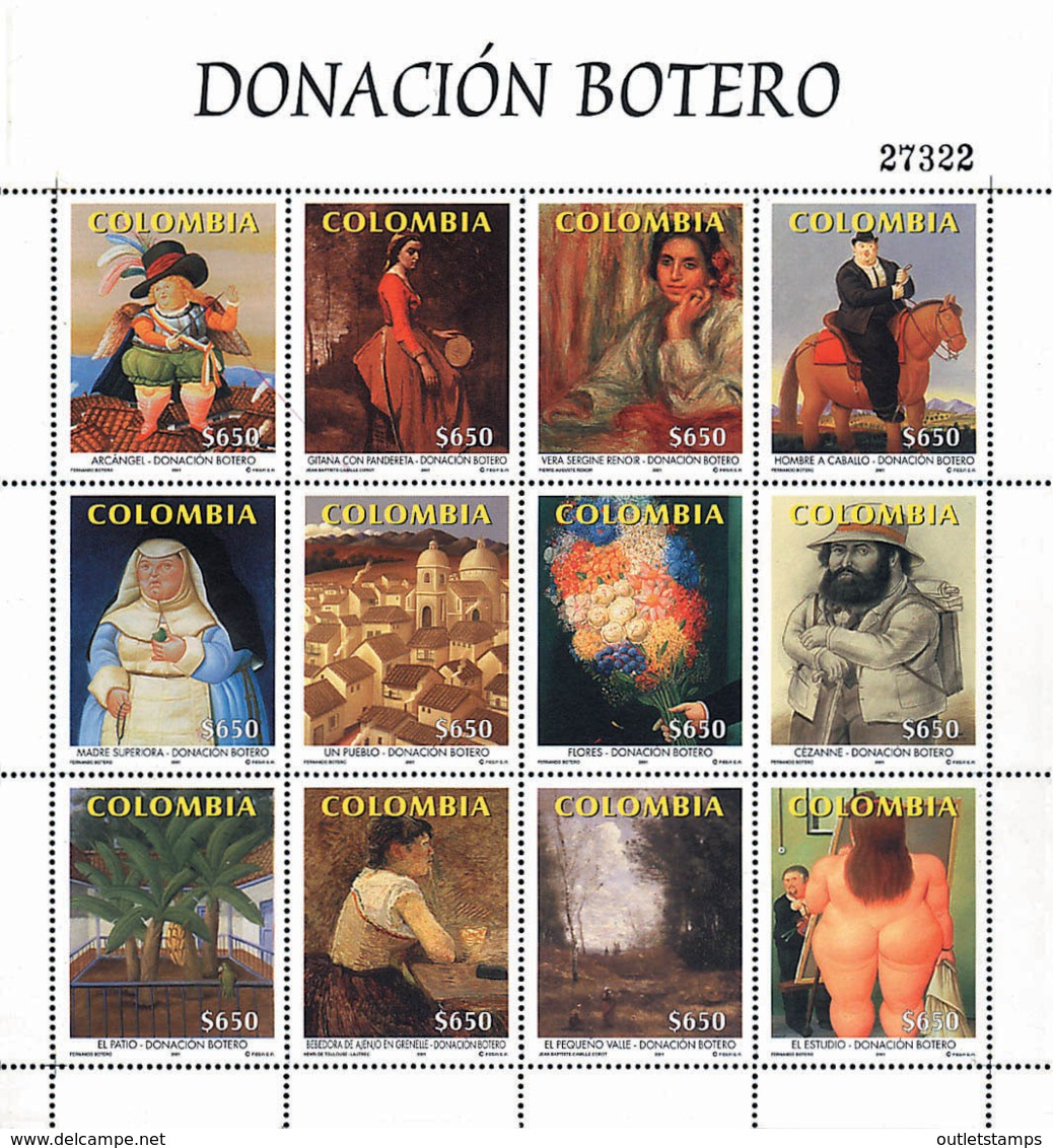 Ref. 367333 * NEW *  - COLOMBIA . 2001. 	DONATION BOTERO	. DONACION BOTERO - Colombia