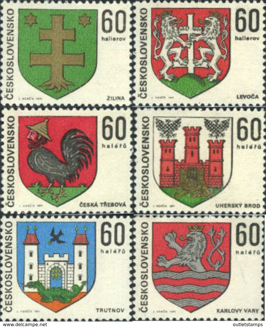 Ref. 177080 * NEW *  - CZECHOSLOVAKIA . 1971. TOWNS COATS OF ARMS. ESCUDOS DE CIUDADES - Unused Stamps