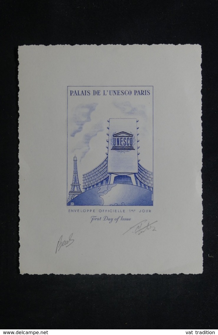 FRANCE - Épreuve D'Artiste De L'Unesco ( Enveloppe FDC), Signatures De Berck Et De Autier En 1958 - L 45616 - Epreuves D'artistes