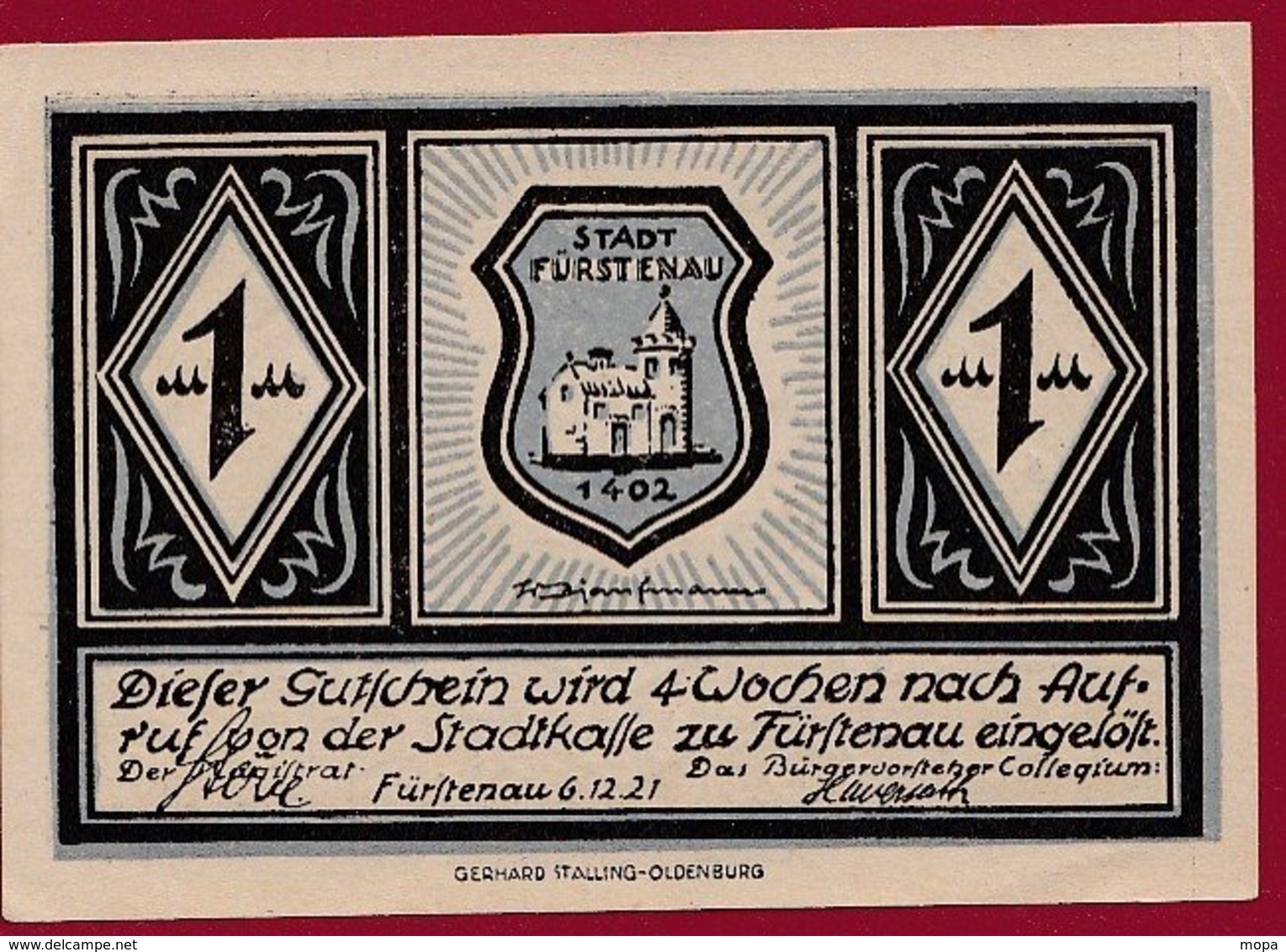 Allemagne 1 Notgeld 1 Mark  Stadt Fürstenau  (RARE -SERIE COMPLETE)  Dans L 'état Lot N °5036 - Collections