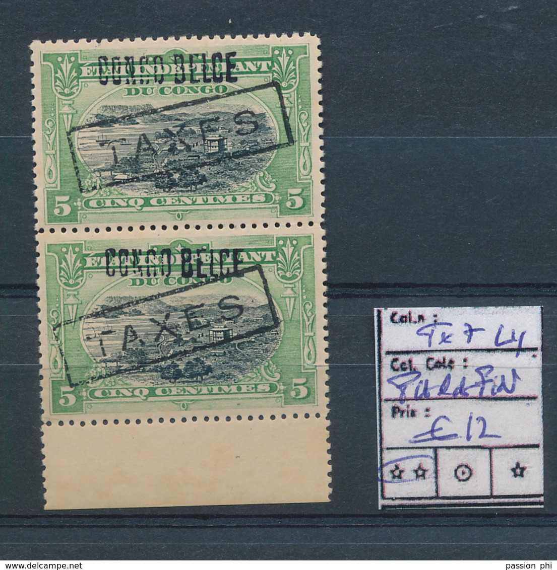 BELGIAN CONGO POSTAGE DUE 1909 ISSUE COB TX7 L4 MNH PARAFIN GUM - Unused Stamps