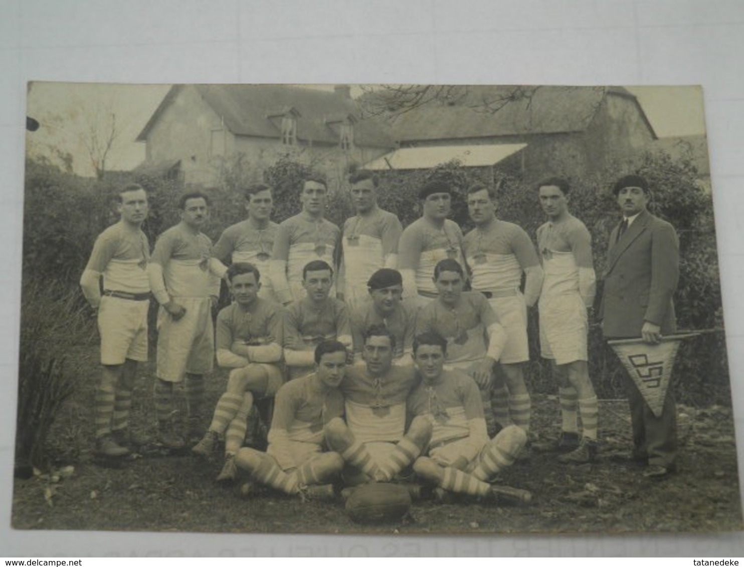 CARTE PHOTO EQUIPE DE RUGBY DEBUT 1900 - U.S.P. (PERPIGNAN ?) - Rugby