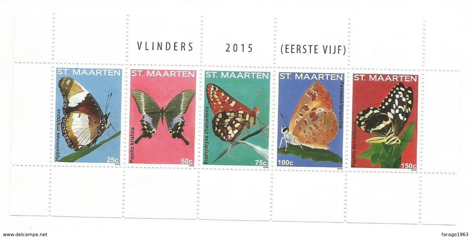 2015 St. Maarten Butterflies Papillions  Complete Set Of 2 Sheets Of 5 MNH @ 75% Of Face  **BARGAIN!!!!*** - Schmetterlinge