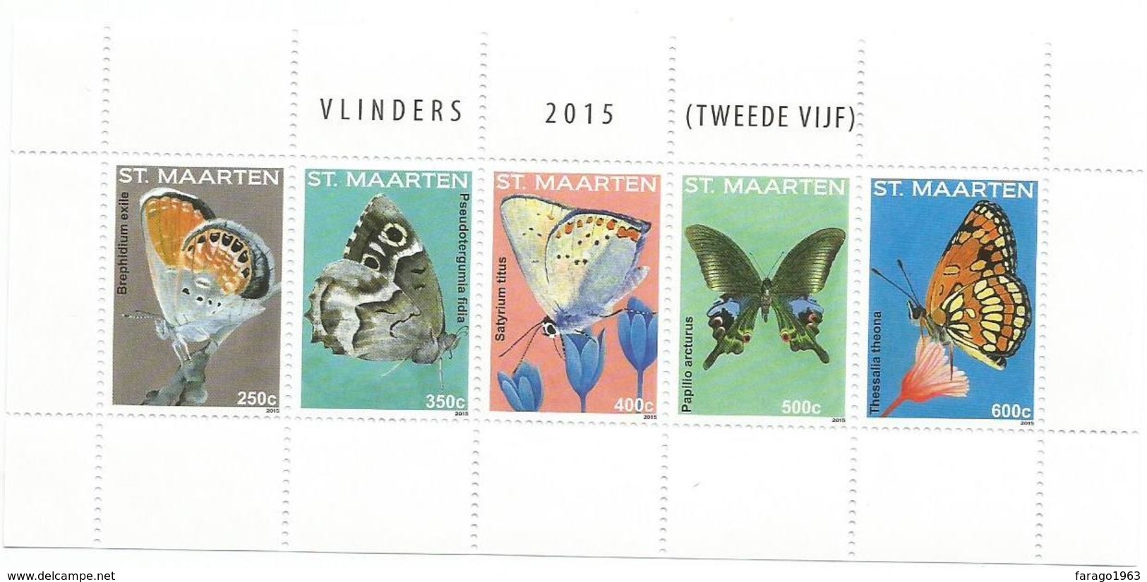 2015 St. Maarten Butterflies Papillions  Complete Set Of 2 Sheets Of 5 MNH @ 75% Of Face  **BARGAIN!!!!*** - Schmetterlinge