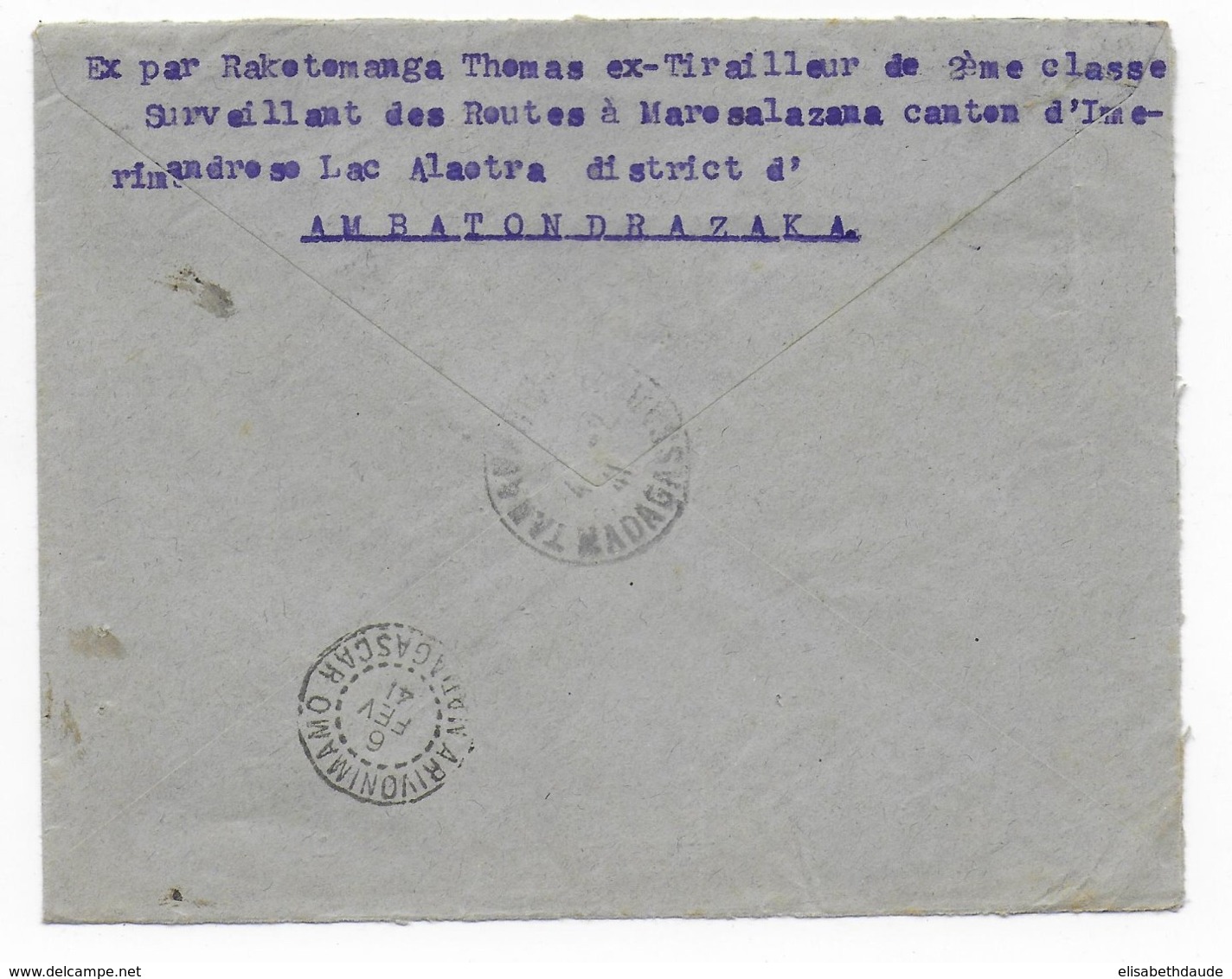 MADAGASCAR - 1941 - SEUL Sur LETTRE RECOMMANDEE De IMERIMANDROSO ! RARE ! - Lettres & Documents