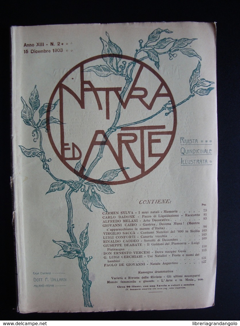 Natura Ed Arte Rivista Scienze Lettere Arti 1903 Ed Vallardi Caserta Cascella - Non Classificati