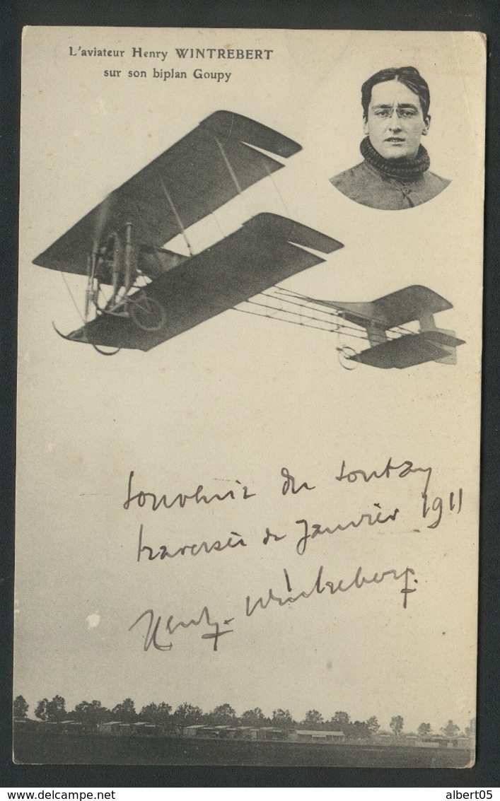 L' Aviateur Henry WINTREBERT Sur Son Biplan Goupy - Avec Dédicace - Airmen, Fliers