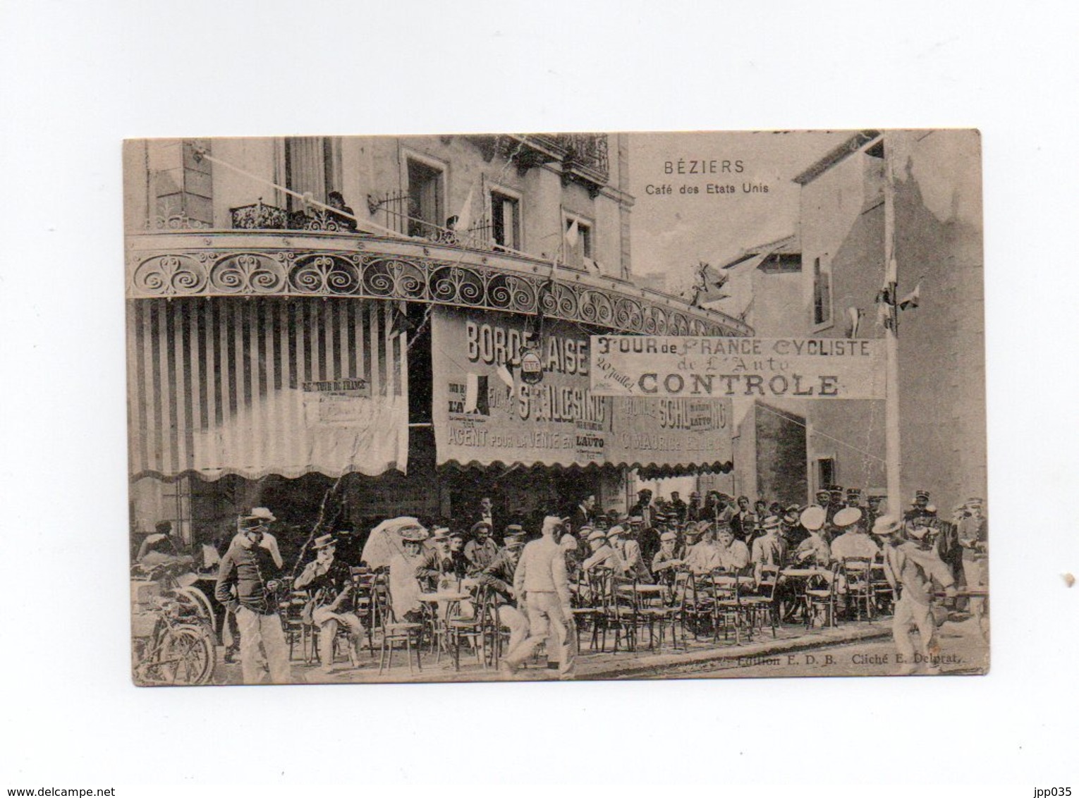 CYCLISME TOUR  DE  FRANCE A BEZIERS AVANT 1910  CONTROLE  AU CAFE DES ETATS UNIS - Cyclisme