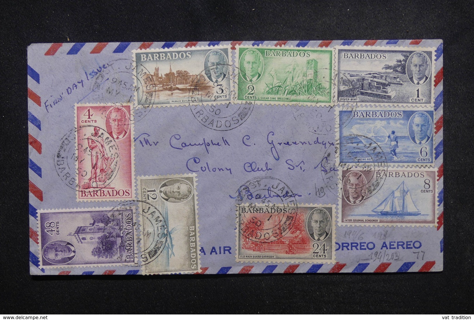 BARBADES - Enveloppe FDC De St James En 1950 Pour St James ( Colony Club ) - 45644 - Barbados (...-1966)