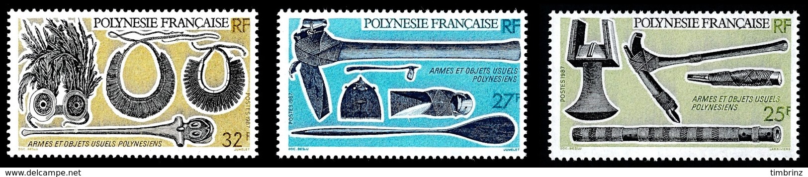 POLYNESIE 1987 - Yv. 288 289 Et 290 **   Cote= 2,90 EUR - Armes Et Objets Usuels (3 Val.)  ..Réf.POL24532 - Ungebraucht