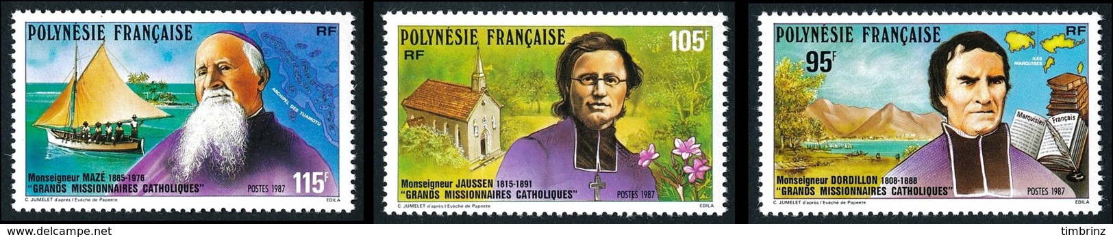 POLYNESIE 1987 - Yv. 292 293 Et 294 **   Faciale= 2,65 EUR - Missionnaires (3 Val.)  ..Réf.POL24534 - Unused Stamps