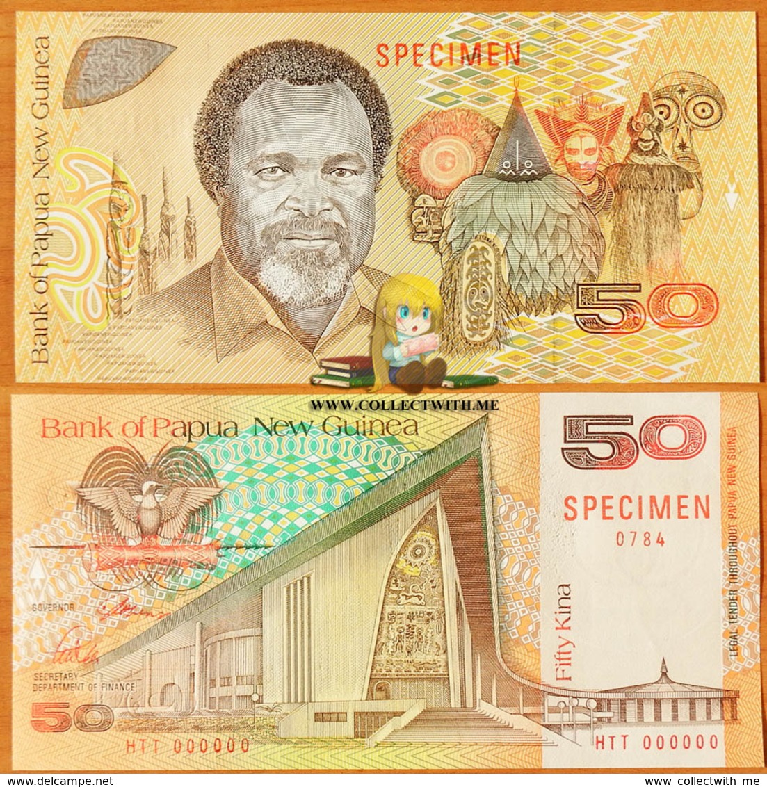 Papua New Guinea 50 Kina 1989 Specimen UNC P-11s - Papua Nuova Guinea