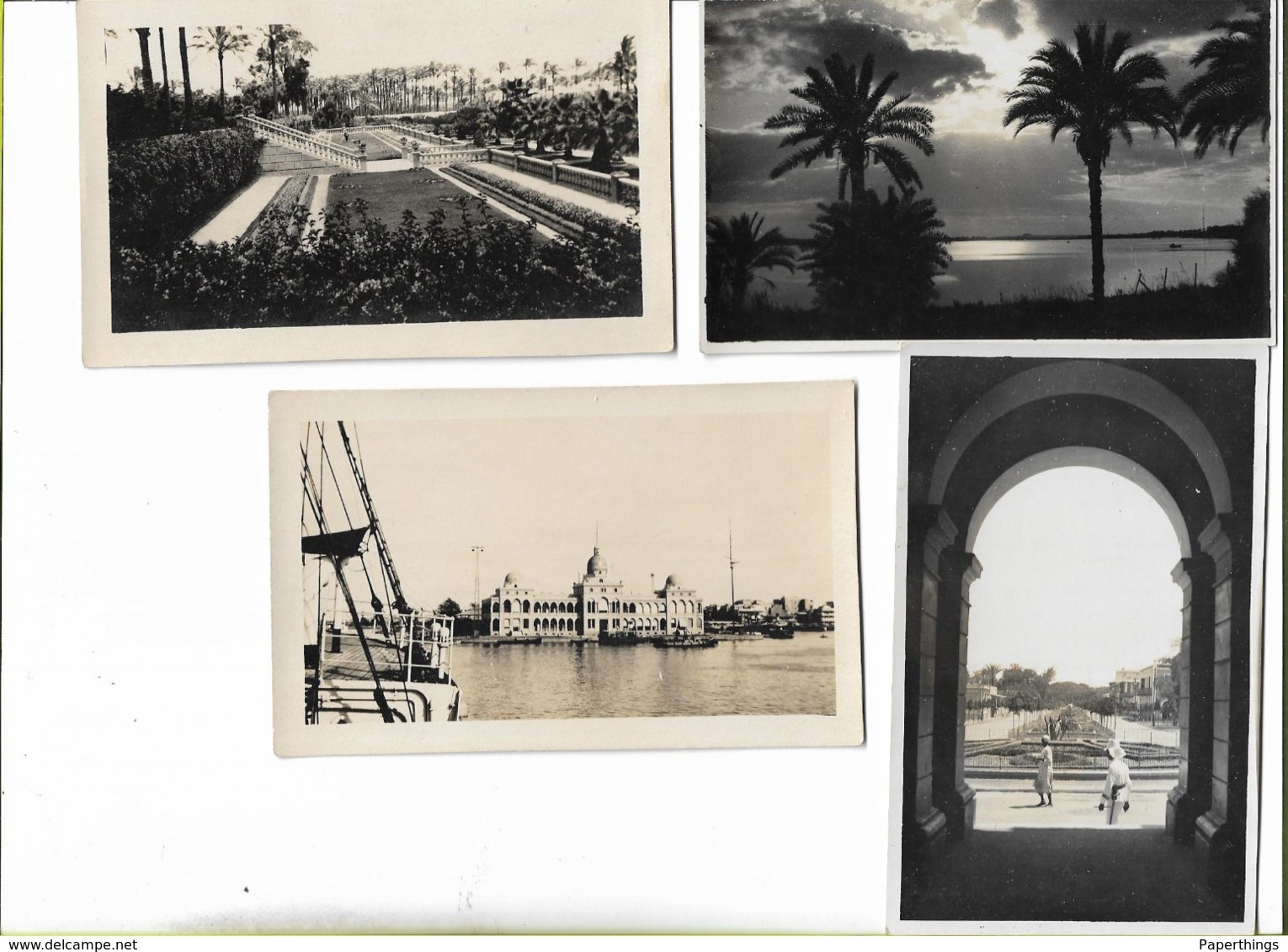 4 Privately Taken Old Real Photo Postcards,egypt, Lake Timsah, Ismailia. Topographical Landscape, City Town View. - Ismailia