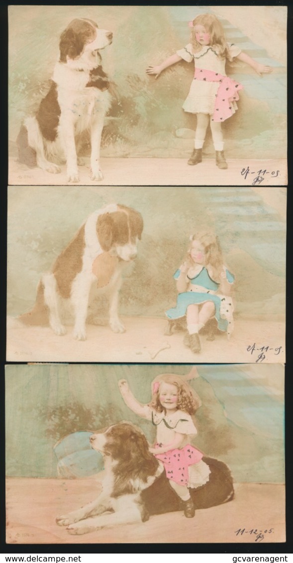 6 KAARTEN - MEISJE MET HOND -  CARTE PHOTO  FOTOKAART  2 SCANS - Autres & Non Classés