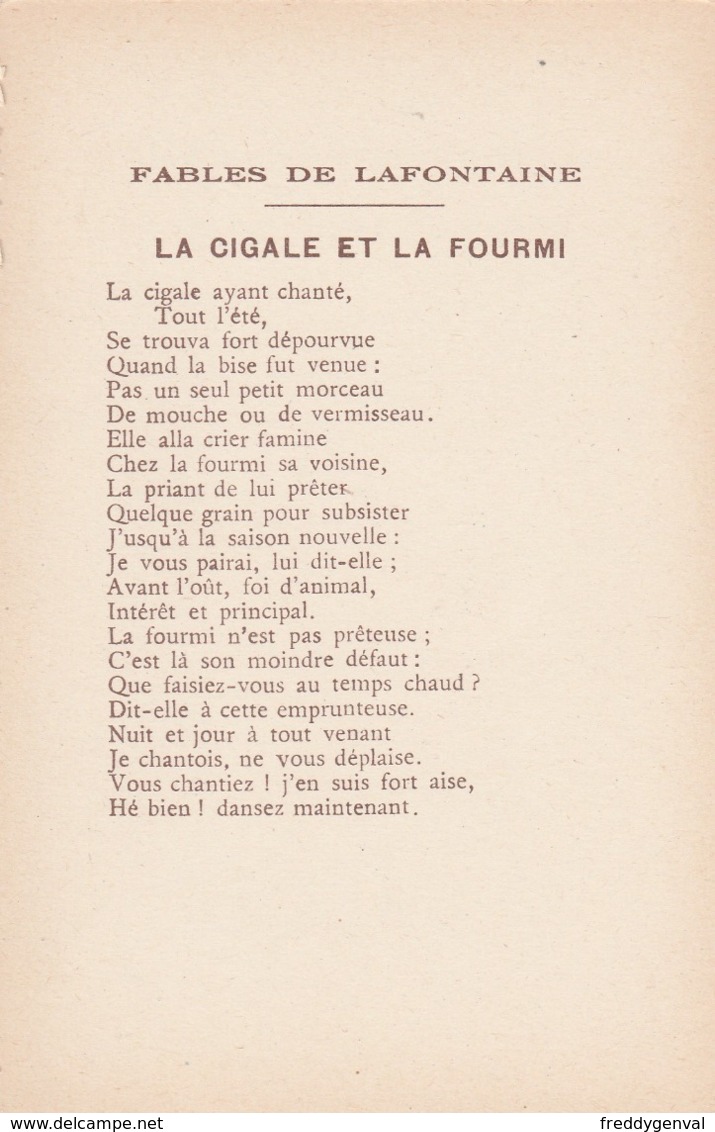 FABLES DE LA FONTAINE LA CIGALE ET LA FOURMI - Cuentos, Fabulas Y Leyendas