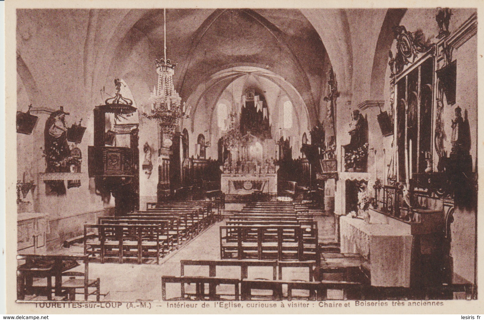 C. P. - TOURETTES SUR LOUP - INTÉRIEUR DE L'EGLISE - CHAIRE ET BOISERIES TRÈS ANCIENNES - A. D. I. A. - Otros & Sin Clasificación