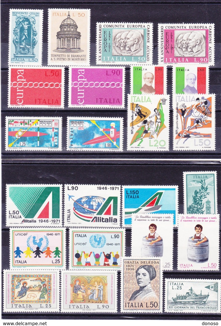 ITALIE 1971 Année Complète Yvert 1068-1090 + PA 146 NEUF** MNH Cote : 8 Euros - 1971-80: Neufs