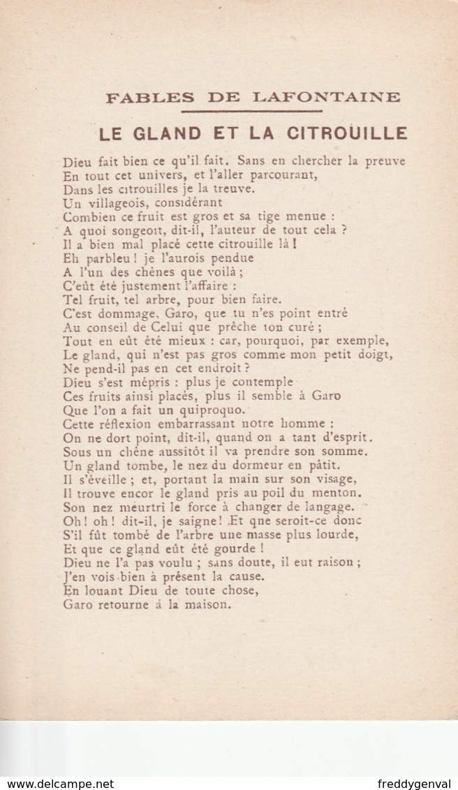 FABLES DE LA FONTAINE LE GLAND ET LA CITROUILLE - Contes, Fables & Légendes