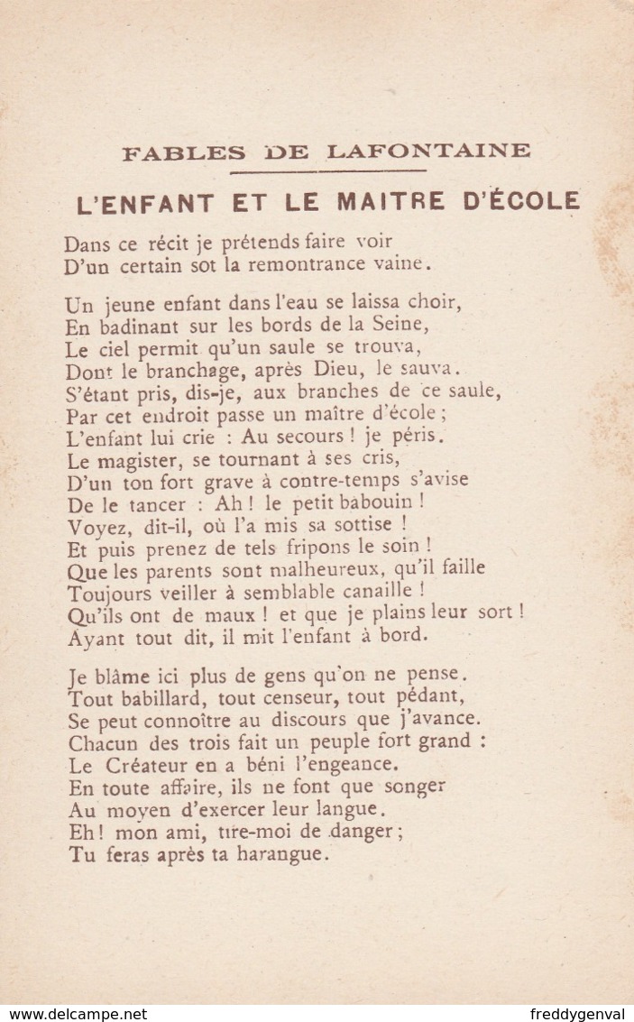 FABLES DE LA FONTAINE L,ENFANT ET LE MAITRE D,ECOLE - Contes, Fables & Légendes