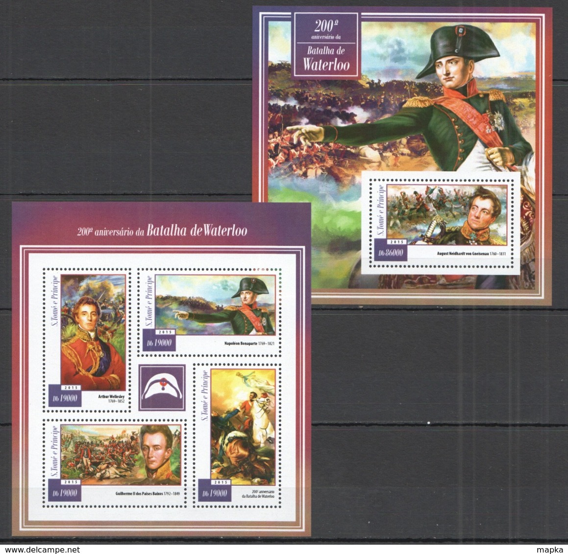 WW805 2015 S. TOME E PRINCIPE 200TH ANNIVERSARY BATTLE OF WATERLOO  KB+BL MNH - Franz. Revolution