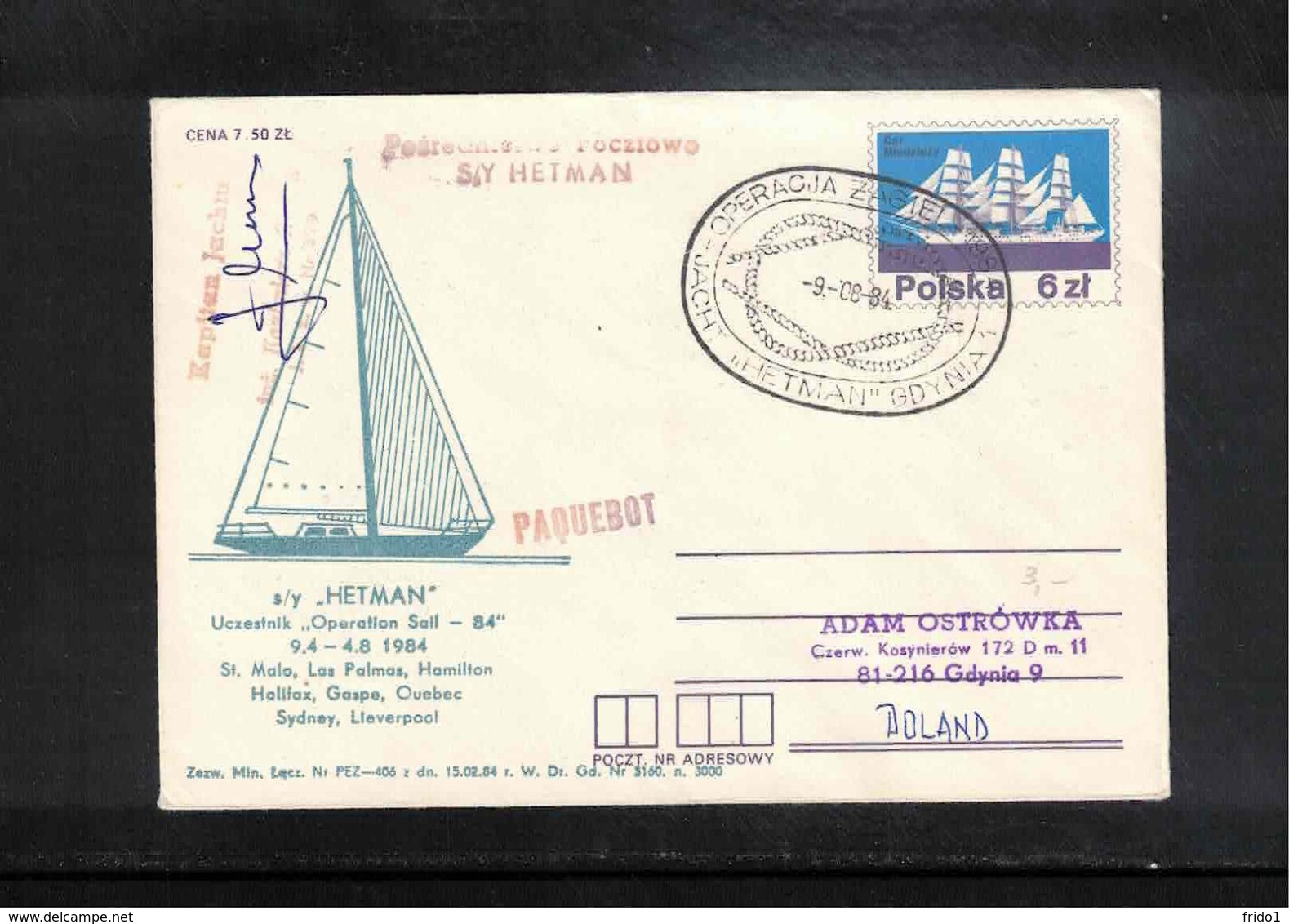 Poland / Polska 1984 Sailing Interesting Signed Cover - Kanu