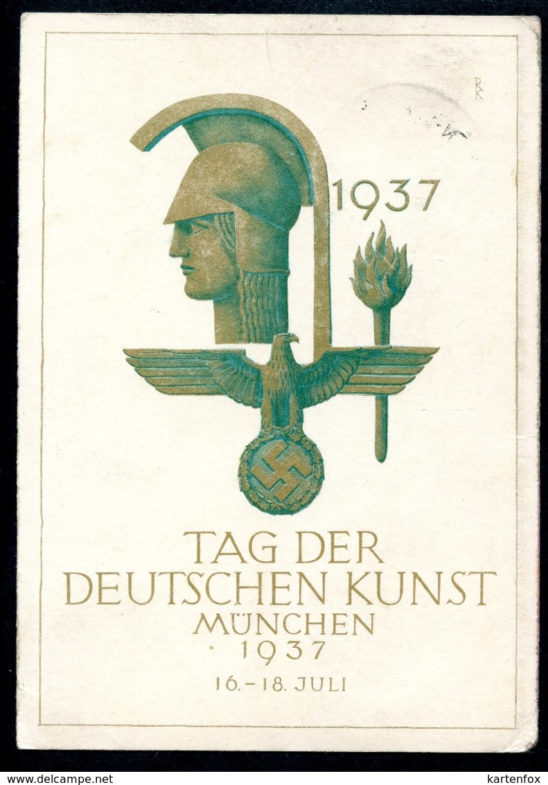 Amtliche Feldpostkarte, 18.7.1937, Tag Der DEUTSCHEN KUNST In München, Verlag Photo-Hoffmann - Briefe U. Dokumente