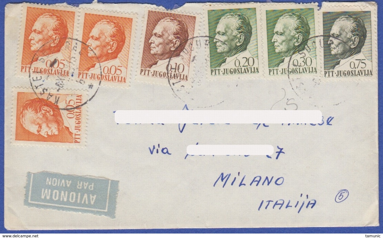 YUGOSLAVIA (CROATIA-ITALY) PAR AVION LETTER COVER ENVELOPE WITH STAMPS J.B.TITO 1969 - Lettres & Documents