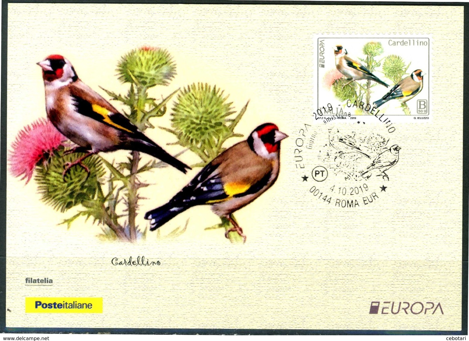 ITALIA / ITALY 2019 - Europa 2019 - Uccelli / Birds - "Cardellino" - Maximum Card - 2019
