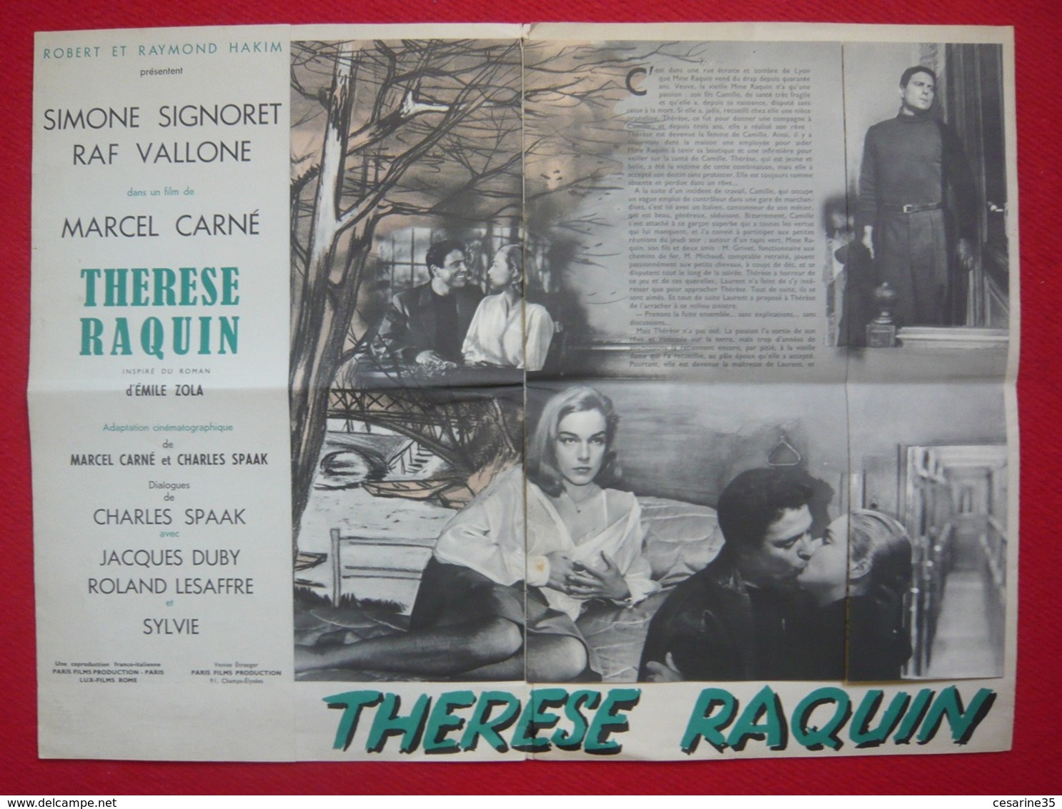 Dossier De Presse De Thérèse Raquin (1953) - Marcel Carné - Sonstige & Ohne Zuordnung
