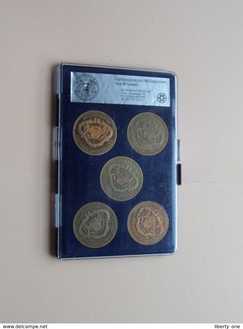 In Box > 5 X 1 Souverein > Jubileummunt MILLENNIUM Van BRUSSEL  ( For Grade, Please See Photo ) ! - Elongated Coins