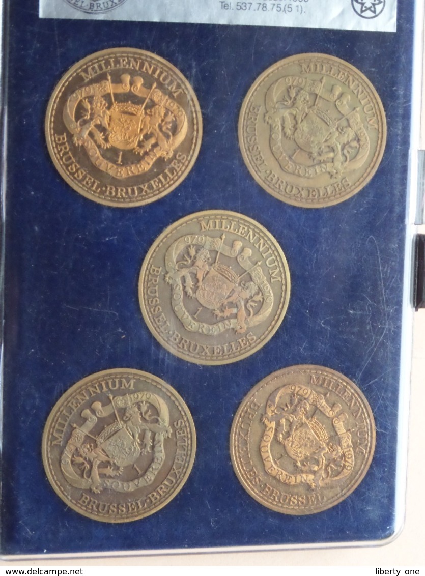 In Box > 5 X 1 Souverein > Jubileummunt MILLENNIUM Van BRUSSEL  ( For Grade, Please See Photo ) ! - Pièces écrasées (Elongated Coins)