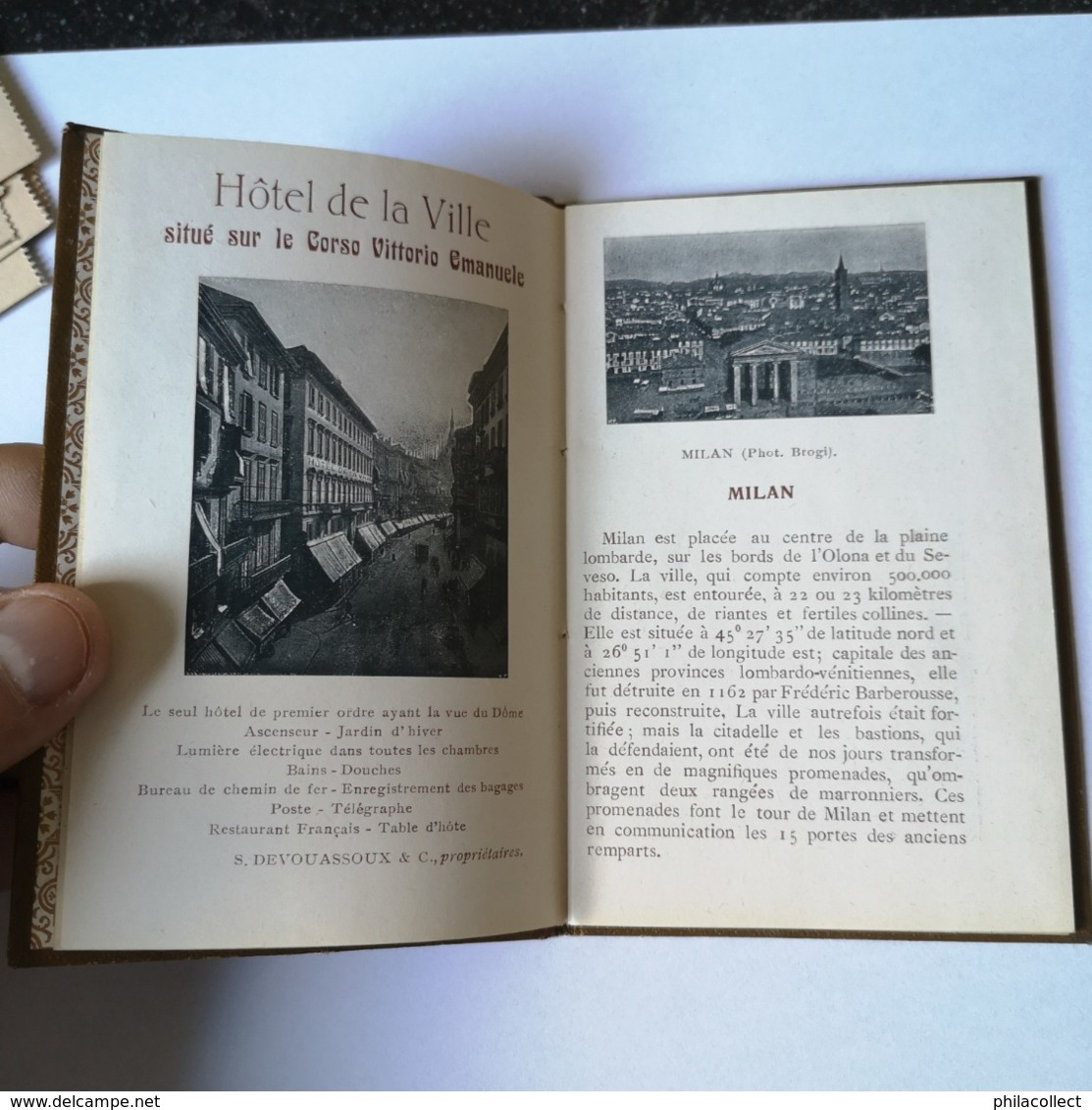 Old 30 Pages / 19?? / Booklet Souvenir De Hotel De La Ville - Guide De Milan With Map. Near Mint Condition - Toeristische Brochures