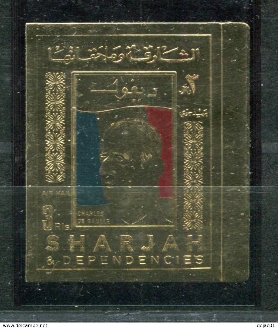 Thème Général De Gaulle - Sharjah Didier 47 - Neuf XXX Sur Feuille D'or - Lot 192 - De Gaulle (General)