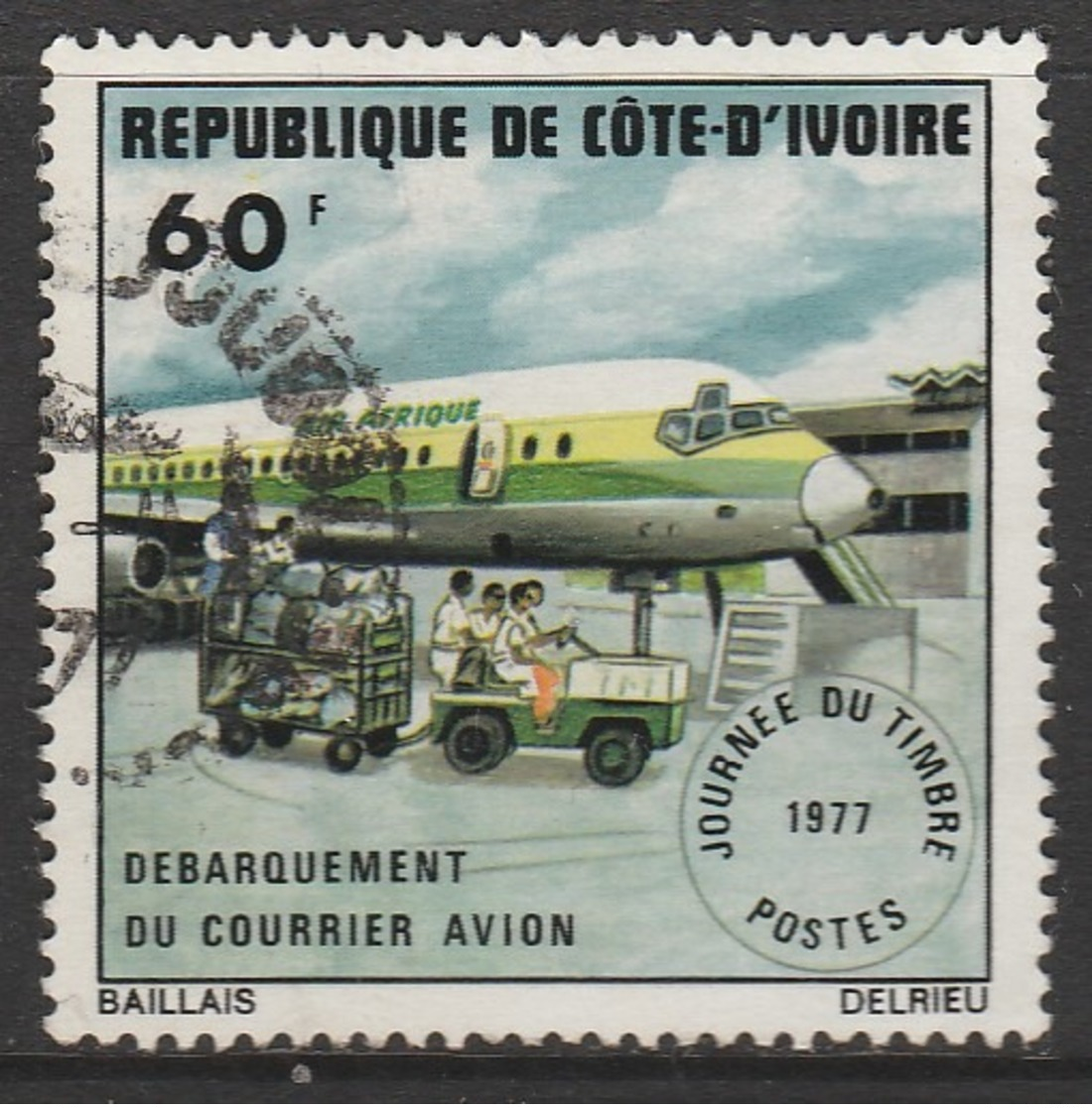 Ivory Coast 1977 Day Of The Stamp 60 F Multicoloured SW 516 O Used - Ivory Coast (1960-...)