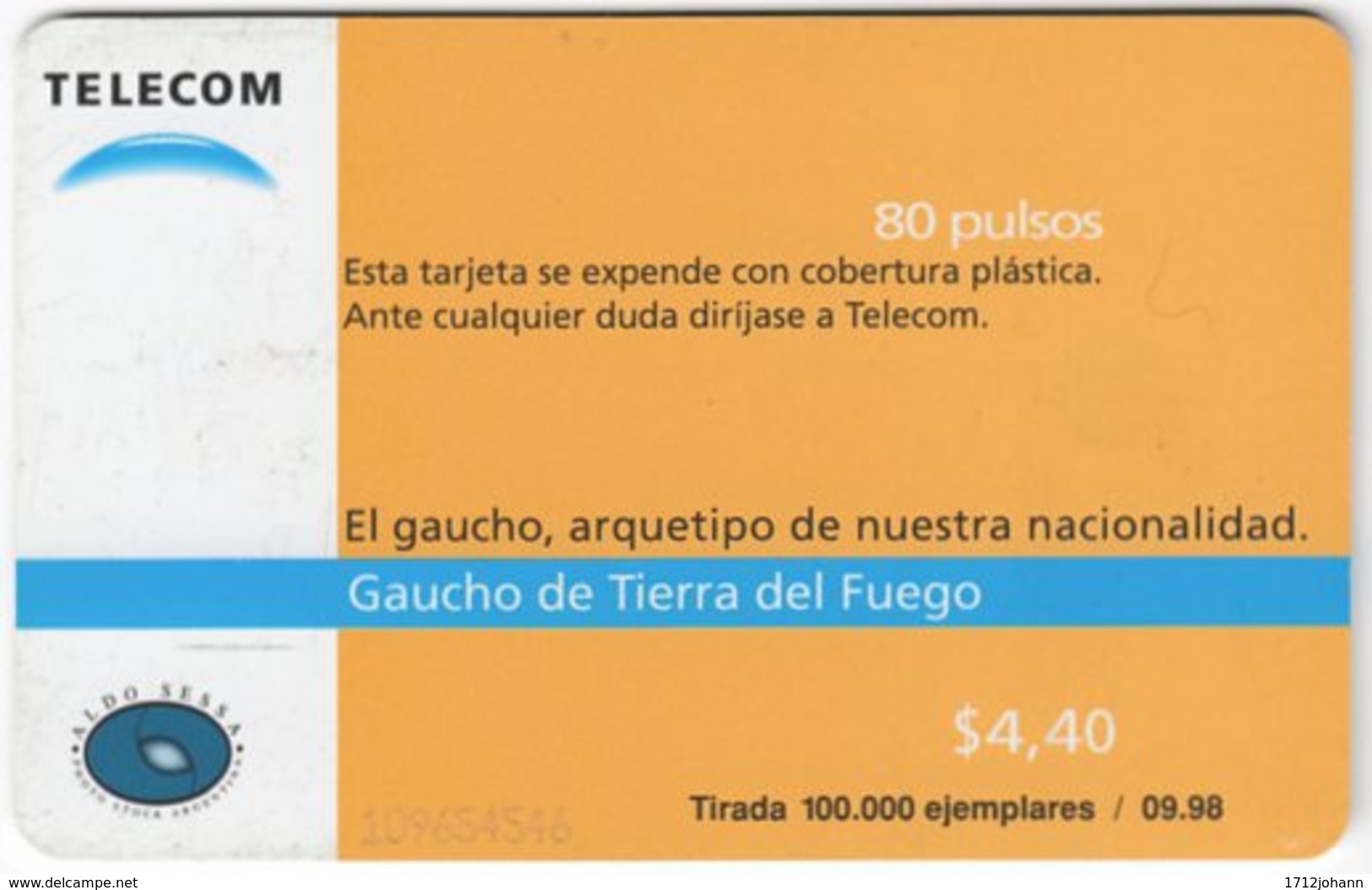 ARGENTINIA A-305 Chip Telecom - Occupation, Gaucho, Animal, Horse - Used - Argentina