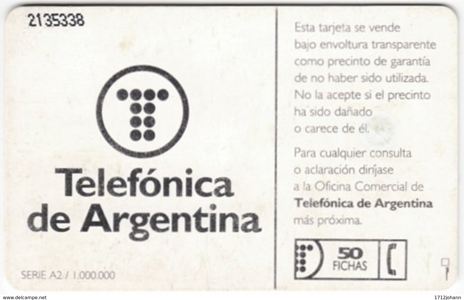 ARGENTINIA A-316 Chip Telefonica - Used - Argentina