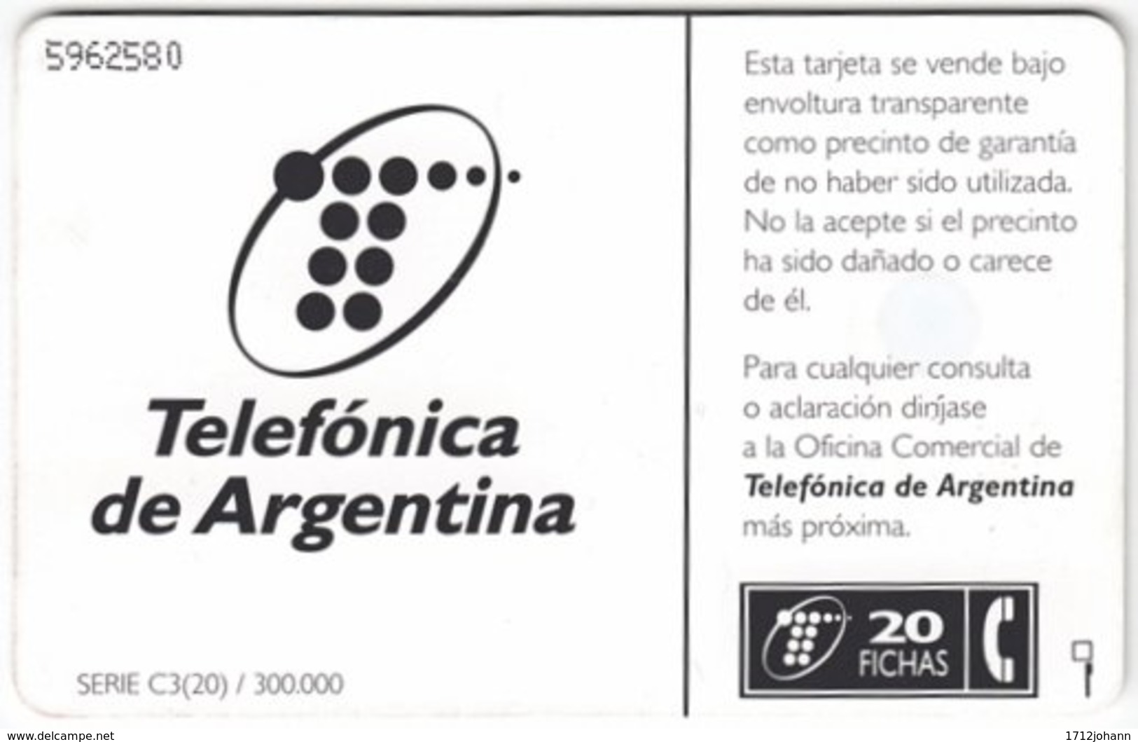 ARGENTINIA A-325 Chip Telefonica - Landscape, Mountain - Used - Argentine