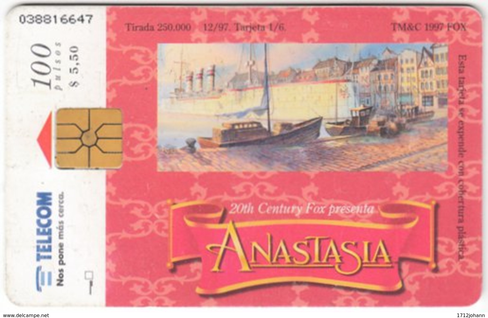 ARGENTINIA A-331 Chip Telecom - Cinema, Walt Disney, Anastasia - Used - Argentina