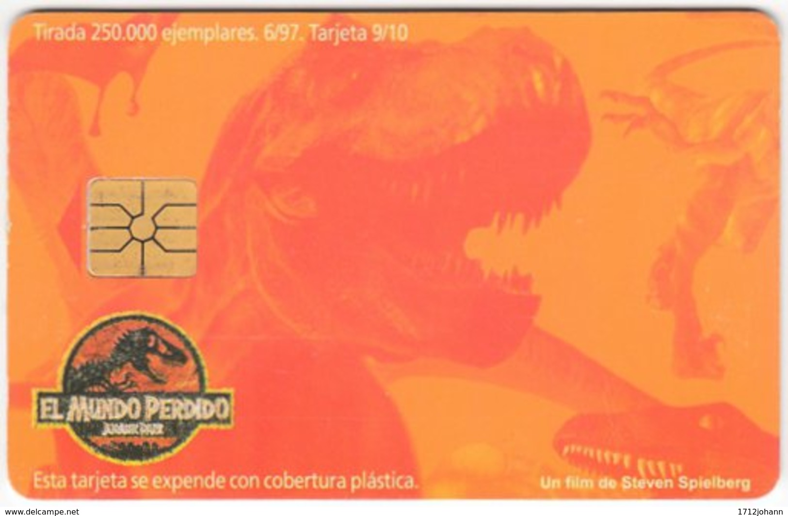 ARGENTINIA A-346 Chip Telecom - Cinema, The Lost World / Prehistoric Animal, Dinosaur - Used - Argentina