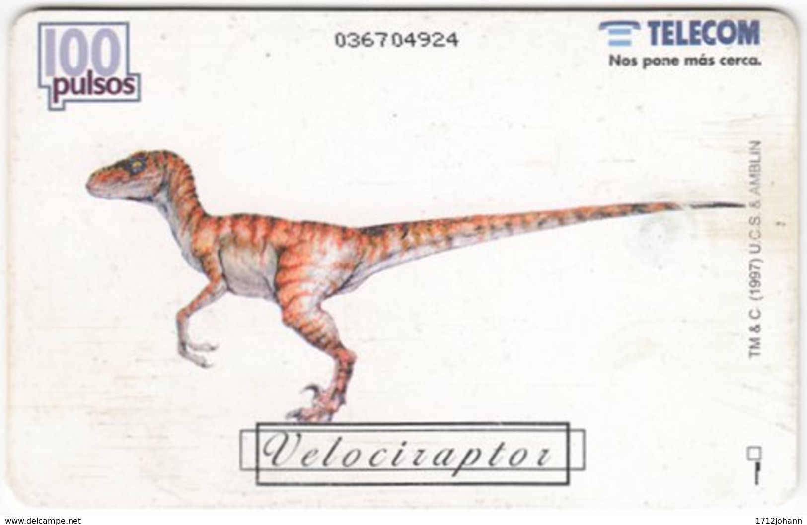 ARGENTINIA A-346 Chip Telecom - Cinema, The Lost World / Prehistoric Animal, Dinosaur - Used - Argentinien