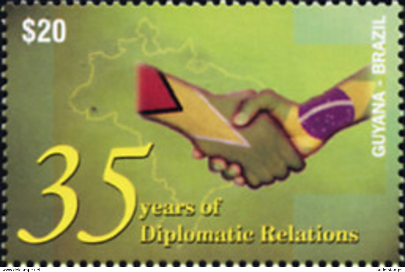 Ref. 159081 * NEW *  - GUYANA . 2004. 	35TH ANNIVERSARY OF DIPLOMATIC RELATIONS WITH BRAZIL	. 35 ANIVERSARIO DE LAS RELA - Guyana (1966-...)