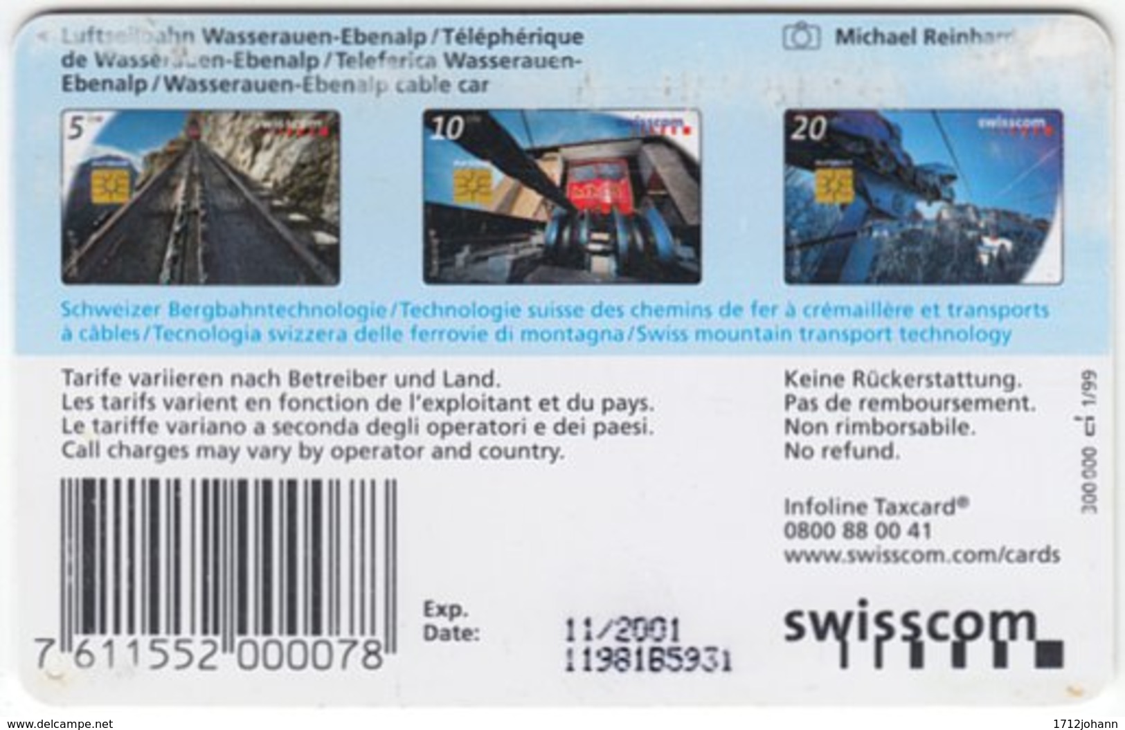 SWITZERLAND B-932 Chip Swisscom - Traffic, Cable Railway - Used - Schweiz