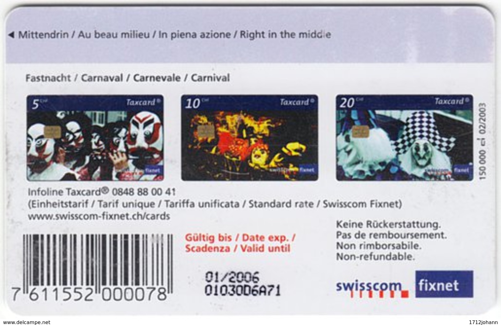 SWITZERLAND B-943 Chip Swisscom - Occasion, Carnival - Used - Schweiz