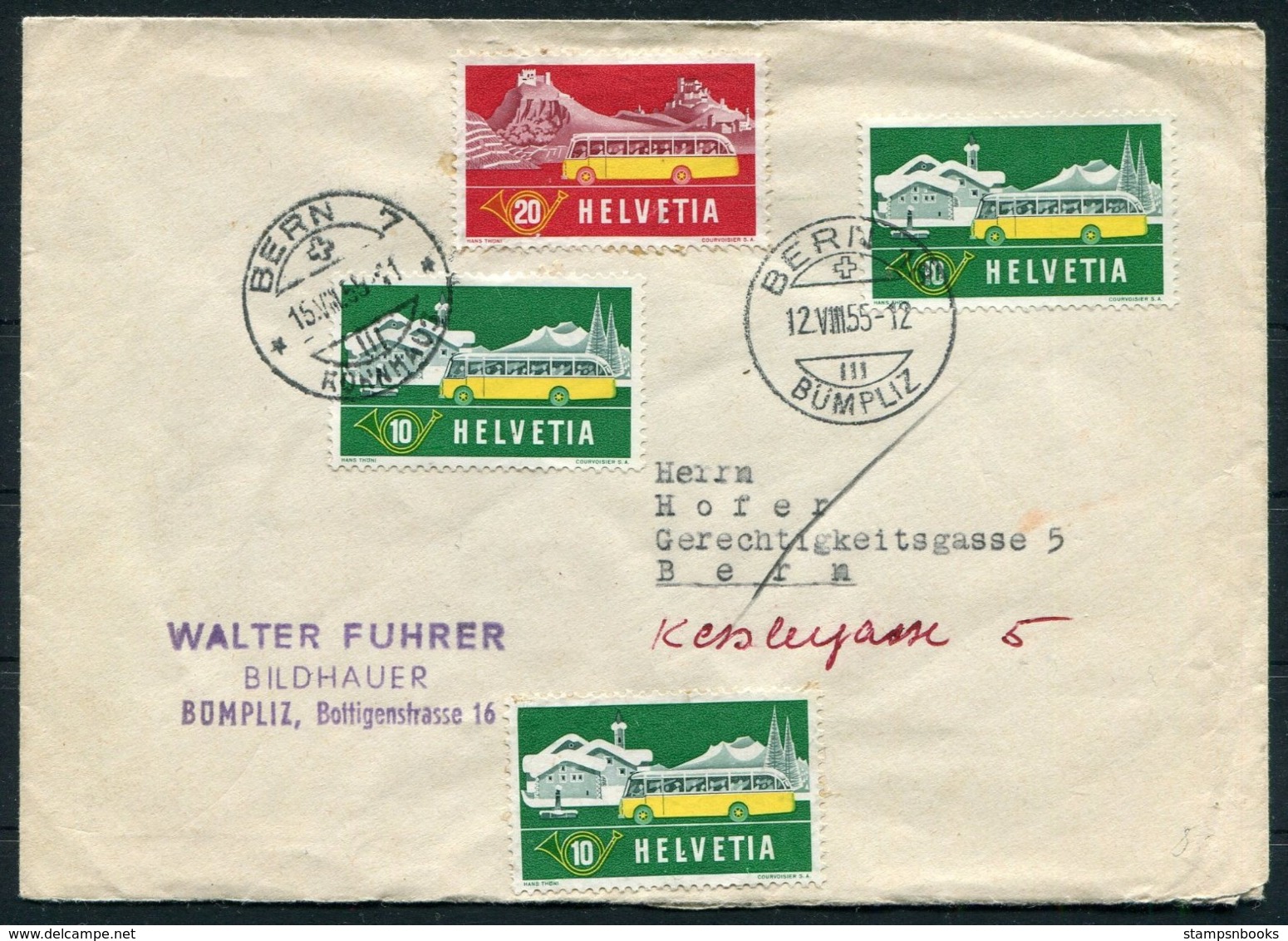 1955 Switzerland Alpinepost Cover Bern Bumpliz - Covers & Documents