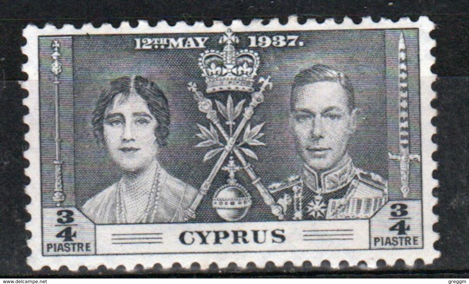 Cyprus 1937 Single Three Quarters Piastre Stamp From The Coronation Set. - Ongebruikt