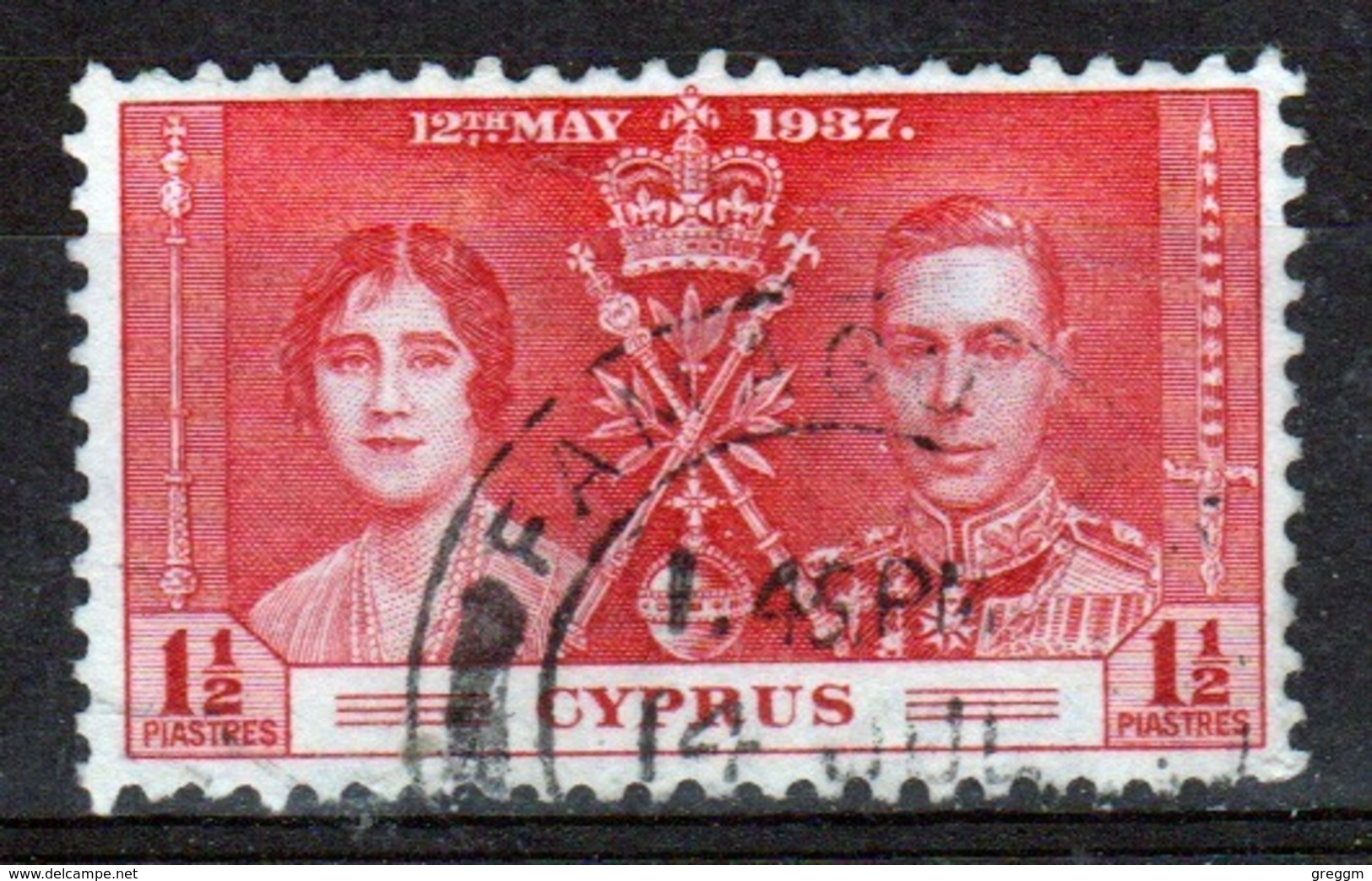 Cyprus 1937 Single One And A Half Piastre Stamp From The Coronation Set. - Cyprus (...-1960)