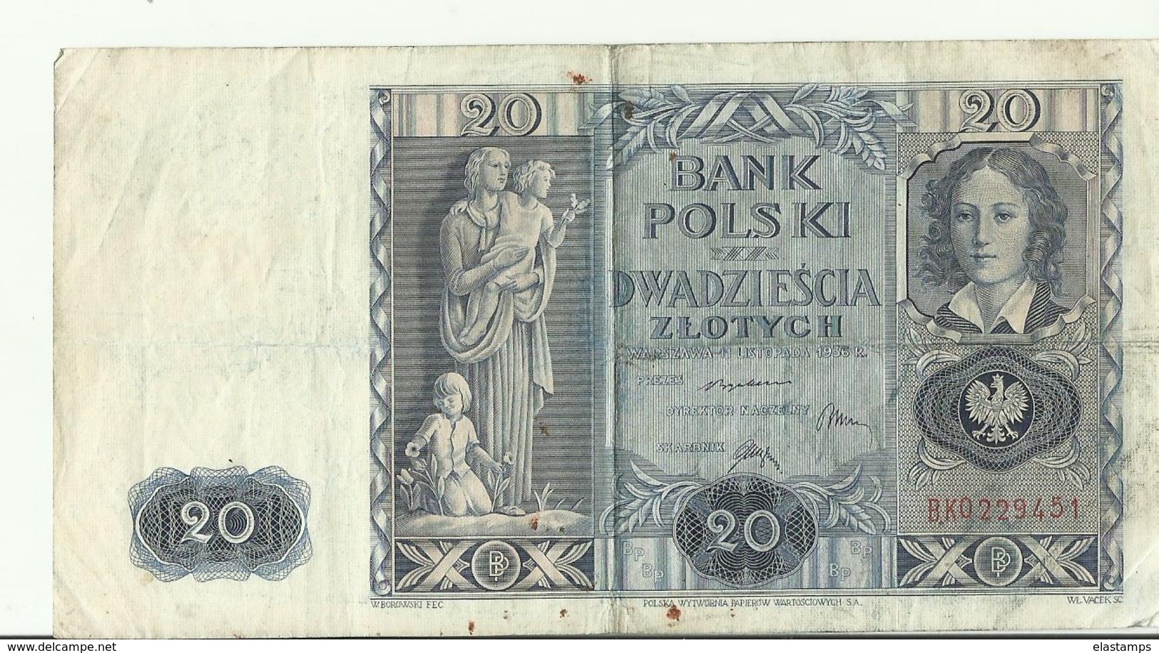 PL 20 ZL  1936  BK0229451 - Polonia