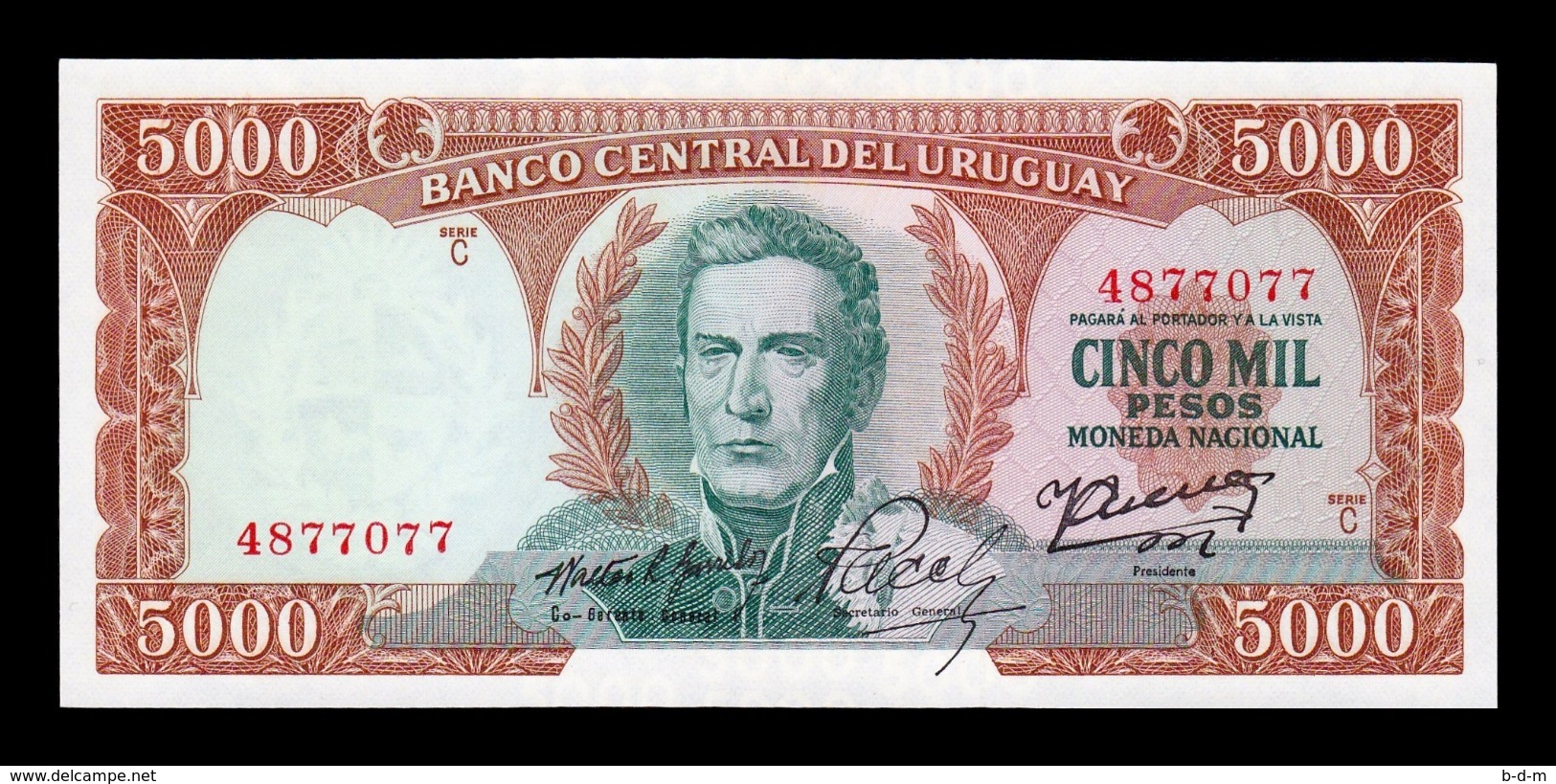 Uruguay 5000 Pesos 1967 Pick 50b SC UNC - Uruguay