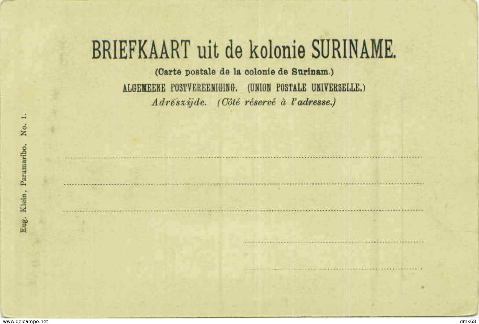 SURINAME - PARAMARIBO - HEERENSTRAAT - EDIT EUG. KLEIN - 1900s (BG4833) - Surinam